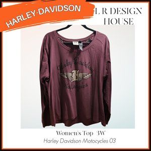 HARLEY DAVIDSON WOMAN'S BURGUNDY LONG SLEEVE TOP 3W